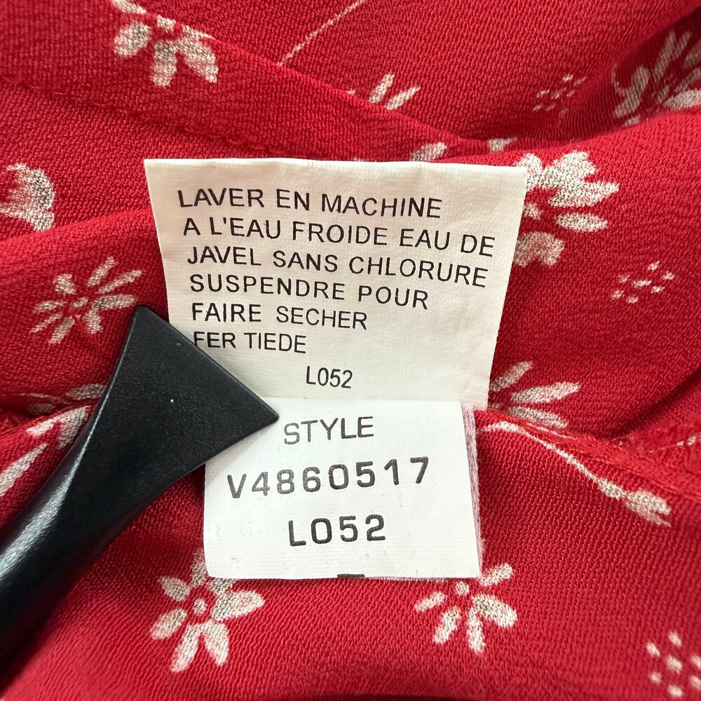 Villager Liz Claiborne Ditsy Floral Midi Skirt Red Vintage 90s Cottagecore Sz 6 - Picture 9 of 10